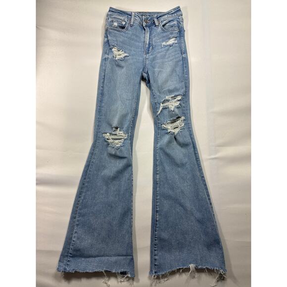 American Eagle Outfitters Denim - American Eagle Women's Super Hi-Rise Flare Blue Denim Jeans - Size 2 (24x30)
